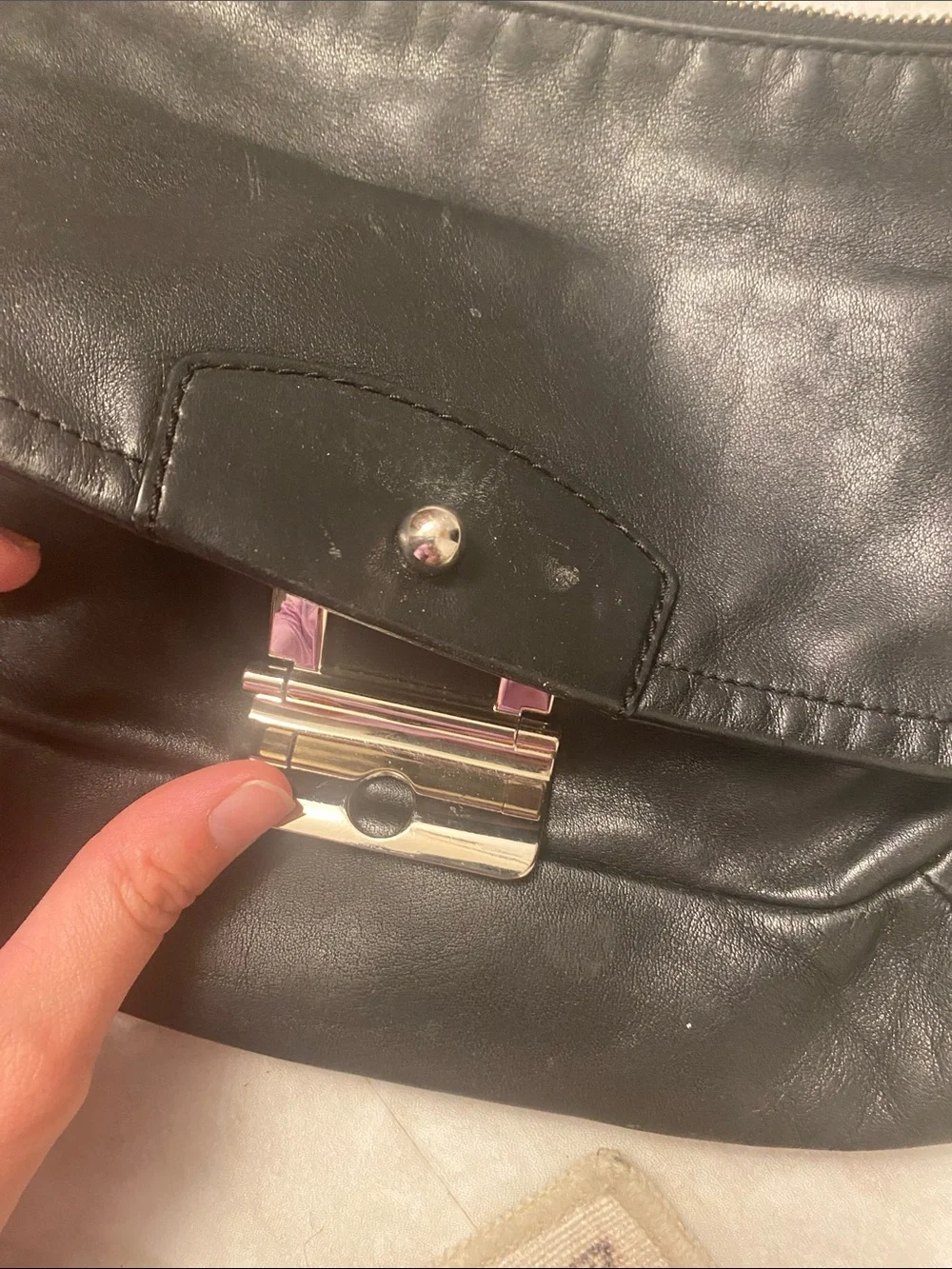 Coach Black Leather Crossbody with Turn-Lock Accent